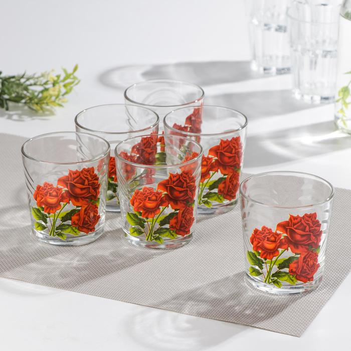 Набор стаканов для коктейля &laquo;Букеты&raquo;, 210 мл, 6 шт, рисунок МИКС