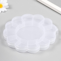 Шкатулка пластик для мелочей "Цветок" прозрачная 13 отделений 15,5х15,5х2,5 см Шкатулка пластик для мелочей "Цветок" прозрачная 13 отделений 15,5х15,5х2,5 см