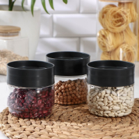 Комплект ёмкостей для сыпучих продуктов, 3 предмета, 500 мл, прозрачныый, крышка черная Комплект ёмкостей для сыпучих продуктов, 3 предмета, 500 мл, прозрачныый, крышка черная