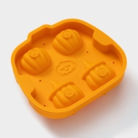 Форма для льда Доляна «Тыква», силикон, 4 ячейки, 15,4×14×4,5 см, цвет оранжевый Форма для льда Доляна «Тыква», силикон, 4 ячейки, 15,4×14×4,5 см, цвет оранжевый