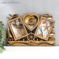 Фоторамка пластик на 3 фото 10х15, 12х12 см "Корабль" тёмное золото 25х40 см Фоторамка пластик на 3 фото 10х15, 12х12 см "Корабль" тёмное золото 25х40 см