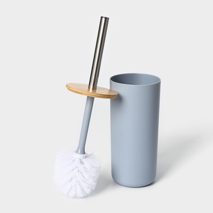 Набор аксессуаров для ванной комнаты SAVANNA &laquo;Вуди&raquo;, 6 предметов (мыльница, дозатор, 2 стакана, ёршик, ведро), цвет серый