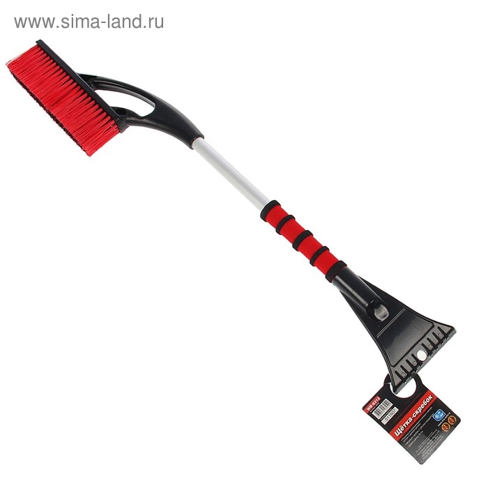 Щетка сметка, со скребком, мягкая ручка, распушенная щетина, AVS WB-6312, 73 cм