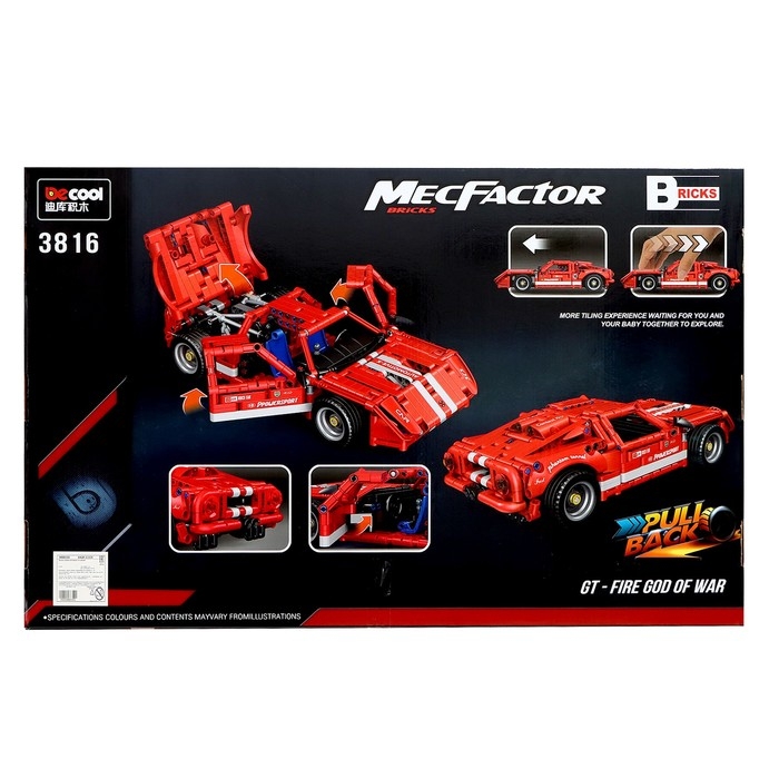 Конструктор Техно «Красная молния», инерционный механизм, 814 деталей Конструктор Техно «Красная молния», инерционный механизм, 814 деталей