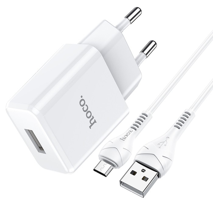 Сетевое зарядное устройство Hoco N9, USB - 2.1 А, кабель microUSB 1 м, белый Сетевое зарядное устройство Hoco N9, USB - 2.1 А, кабель microUSB 1 м, белый