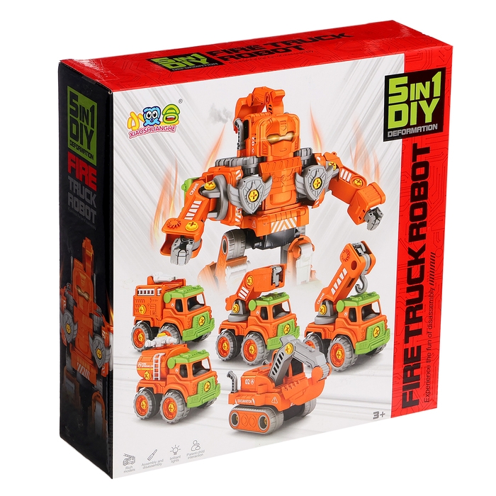 Конструктор винтовой &laquo;Робот пожарный&raquo;, 5 в 1