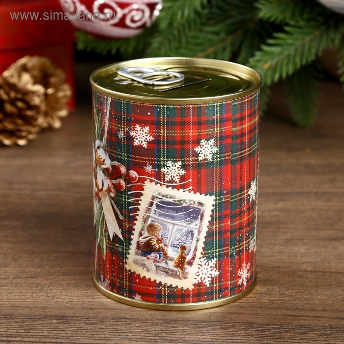 Копилка-банка металл Копилка-банка металл "Новогодняя посылочка" 7,3х9,5 см