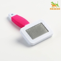 Пуходерка "Риф" без капель с резиновой ручкой 7 х 14 см, розово-белая Пуходерка "Риф" без капель с резиновой ручкой 7 х 14 см, розово-белая