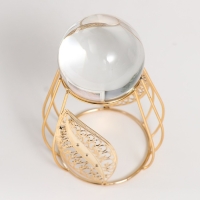 Сувенир интерьерный металл, стекло "Ажурные листья и шар" d=6 см золото 9,5х9х14 см