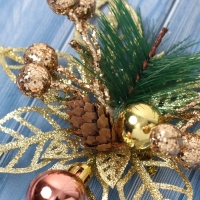 Украшение ёлочное "Праздничные цветы" (набор 2 шт) шарики, 12 см, золото