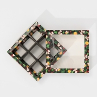 Коробка под 9 конфет с ячейками &laquo;Вкусный новый год&raquo; 14,5 х 14,5 х 3,5 см, Новый год