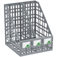 Лоток для бумаг "Стамм", cборный, вертикальный, 2 отделения, серый Лоток для бумаг "Стамм", cборный, вертикальный, 2 отделения, серый