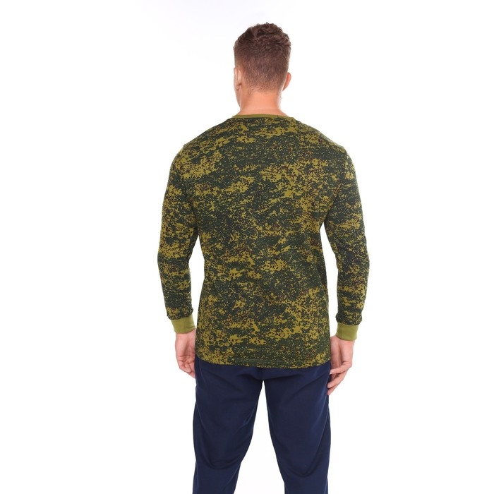 Лонгслив мужской с начёсом, пиксель МИКС, цвет тёмно-зелёный, размер 48 Лонгслив мужской с начёсом, пиксель МИКС, цвет тёмно-зелёный, размер 48