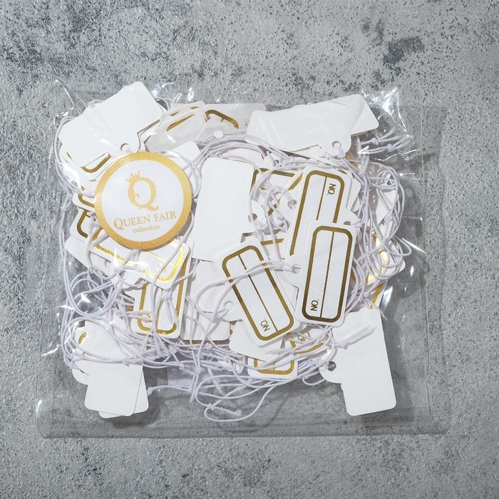 Ценник набор 100 шт. 2,1&times;3,1, цвет бело-золотой