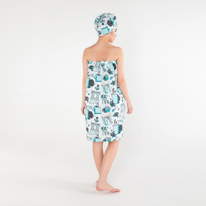 Набор для сауны Этель Набор для сауны Этель "Mint mood" парео 80*144 см + чалма, вафля 200г/м2, 100% хл