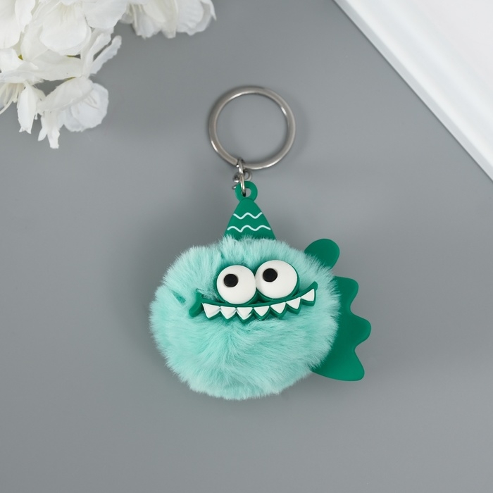 Пушистик на кольце Пушистик на кольце "Пиранья" зелёный 7,5х7х6 см