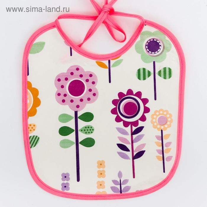 Нагрудник из нетканого полотна с ПВХ покрытием, «Цветы», цвет МИКС Нагрудник из нетканого полотна с ПВХ покрытием, «Цветы», цвет МИКС