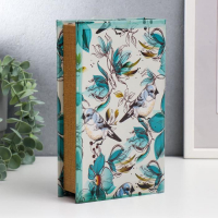 Сейф-книга дерево кожзам "Голубые птички и зелёные цветы" 21х13х5 см