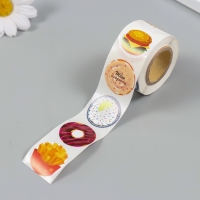 Наклейка бумага "Вкусности" d=2,5 см 252 шт в рулоне Наклейка бумага "Вкусности" d=2,5 см 252 шт в рулоне