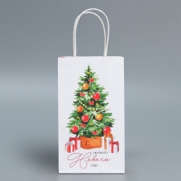 Пакет подарочный новогодний крафтовый &laquo;Уют в доме&raquo;, 12 х 21 х 9 см, Новый год
