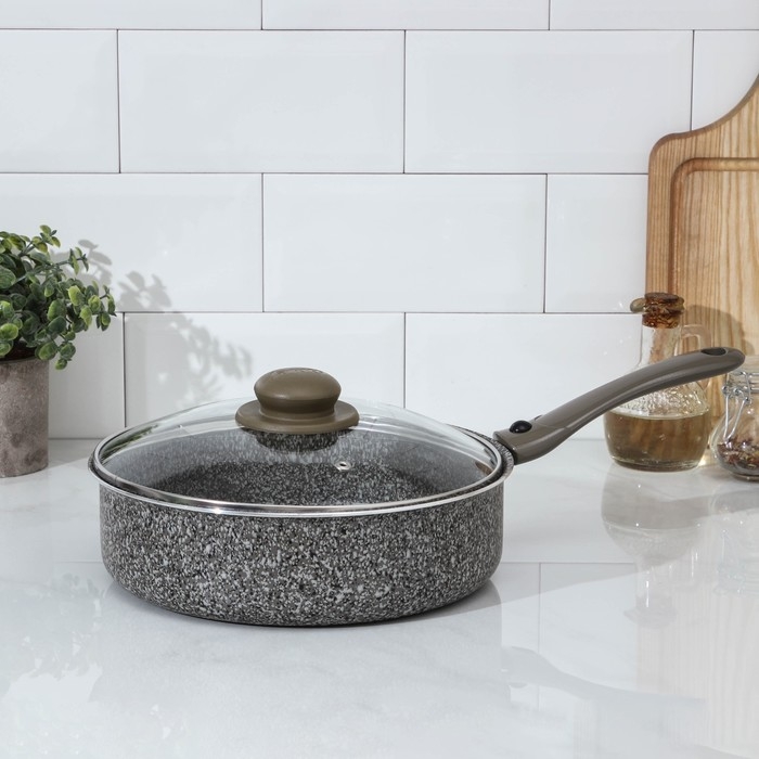 Сотейник Onyx, d=24 см, стеклянная крышка, съёмная ручка, антипригарное покрытие, цвет серый Сотейник Onyx, d=24 см, стеклянная крышка, съёмная ручка, антипригарное покрытие, цвет серый