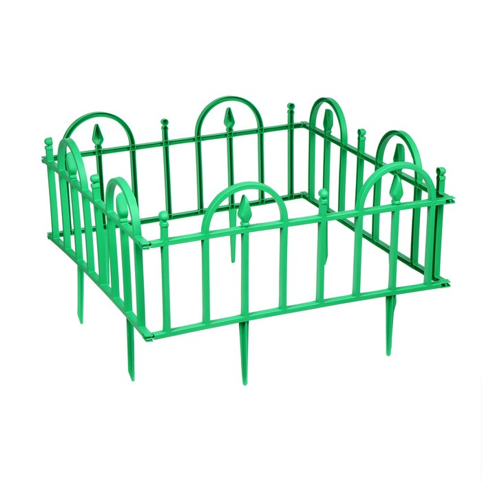 Ограждение декоративное, 40 &times; 310 см, 5 секций, пластик, зелёное