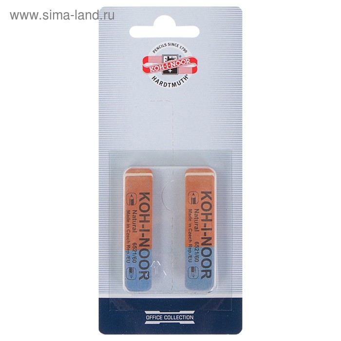 Набор ластиков 2 штуки Koh-I-Noor Blue Star 56-60, красно-синий, блистер Набор ластиков 2 штуки Koh-I-Noor Blue Star 56-60, красно-синий, блистер