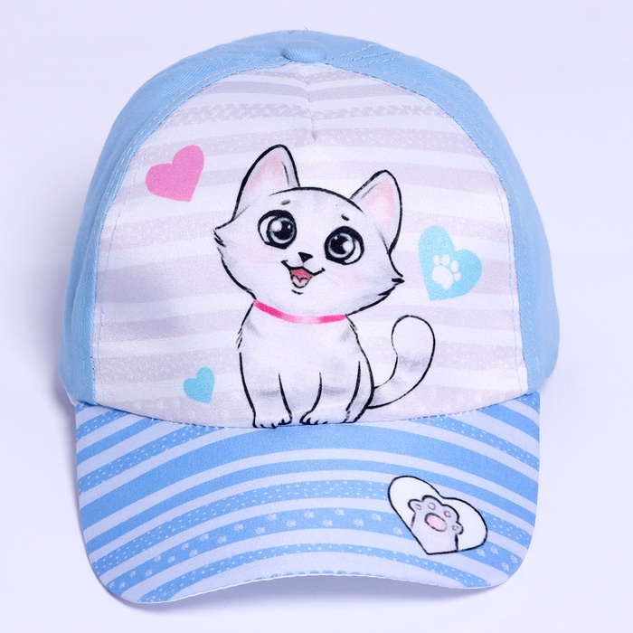 Кепка детская для девочки &laquo;Котик&raquo;, р-р. 52-54 см, 5-7 лет, МИКС