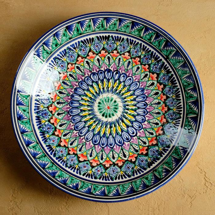 Ляган Риштанская Керамика Ляган Риштанская Керамика "Узоры", 33 см, синий, глубокий