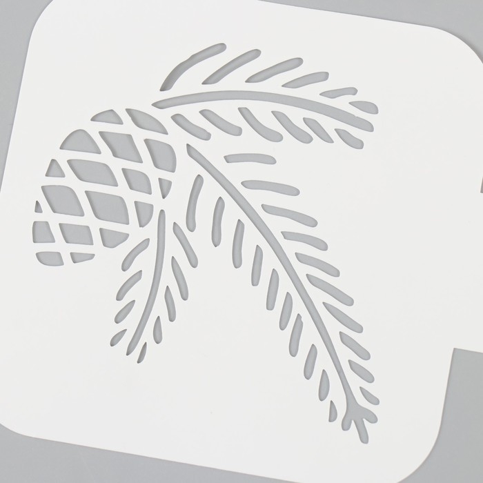 Трафарет пластиковый "Веточка с шишкой", размер 9х9 см