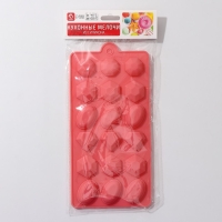 Форма для конфет и шоколада Доляна &laquo;Кристаллы&raquo;, силикон, 22&times;11 см, 18 ячеек (3,2&times;2,5 см), цвет МИКС