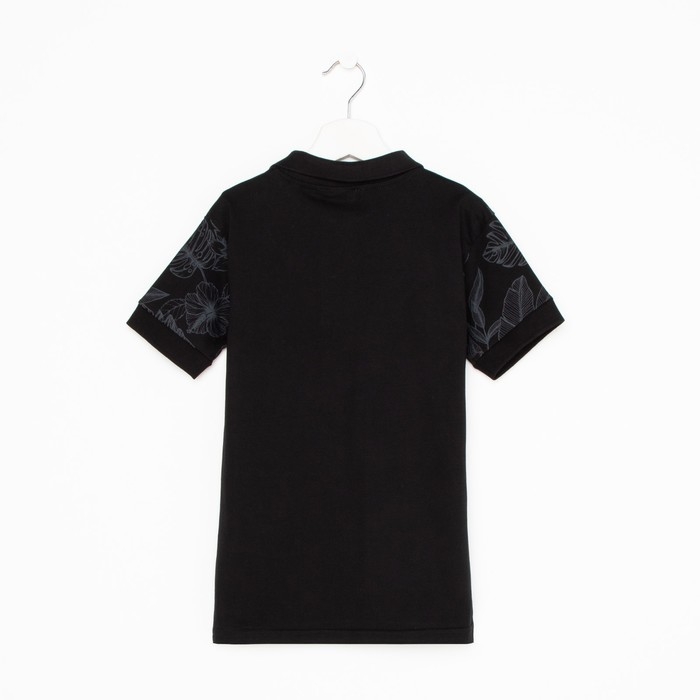 Футболка поло для мальчика, цвет чёрный/принт микс, рост 110 см
