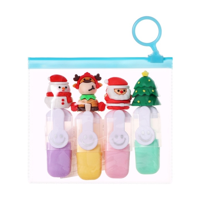 Новый год. Набор маркеров текстовыделителей 4 штуки, 4 цвета, в пенале на молнии Новый год. Набор маркеров текстовыделителей 4 штуки, 4 цвета, в пенале на молнии