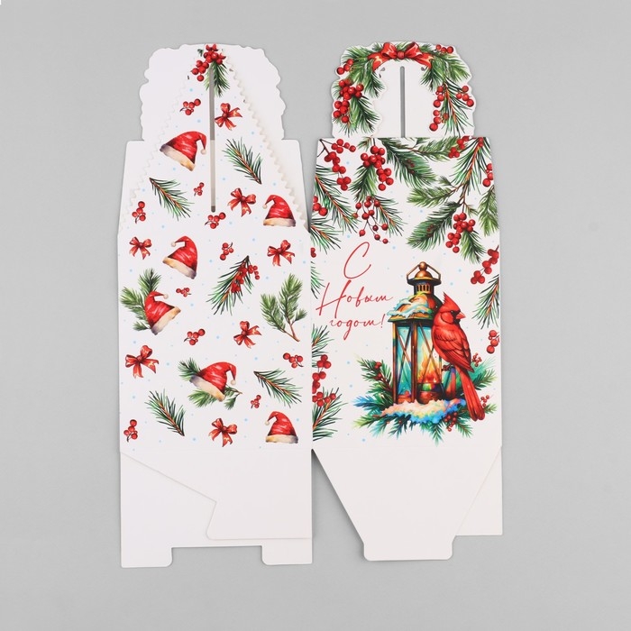 Коробка новогодняя складная «Новогодняя ботаника» 14 х 16 х 14 см, Новый год Коробка новогодняя складная «Новогодняя ботаника» 14 х 16 х 14 см, Новый год