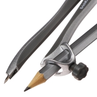 Циркуль металлический ErichKrause "Classic", 125мм, с карандашом, пенал, серый Циркуль металлический ErichKrause "Classic", 125мм, с карандашом, пенал, серый