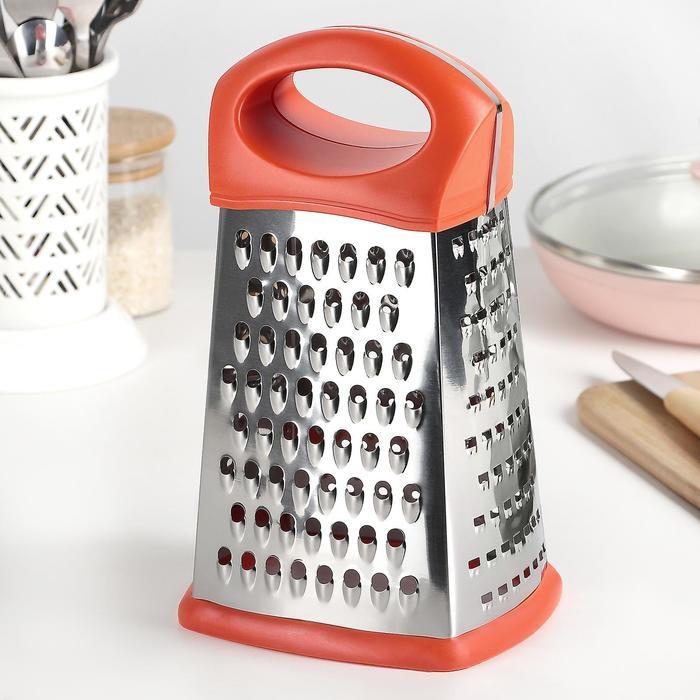 Тёрка четырёхгранная &laquo;Релайн&raquo;, 14&times;12&times;23 см, прорезиненное дно, цвет МИКС