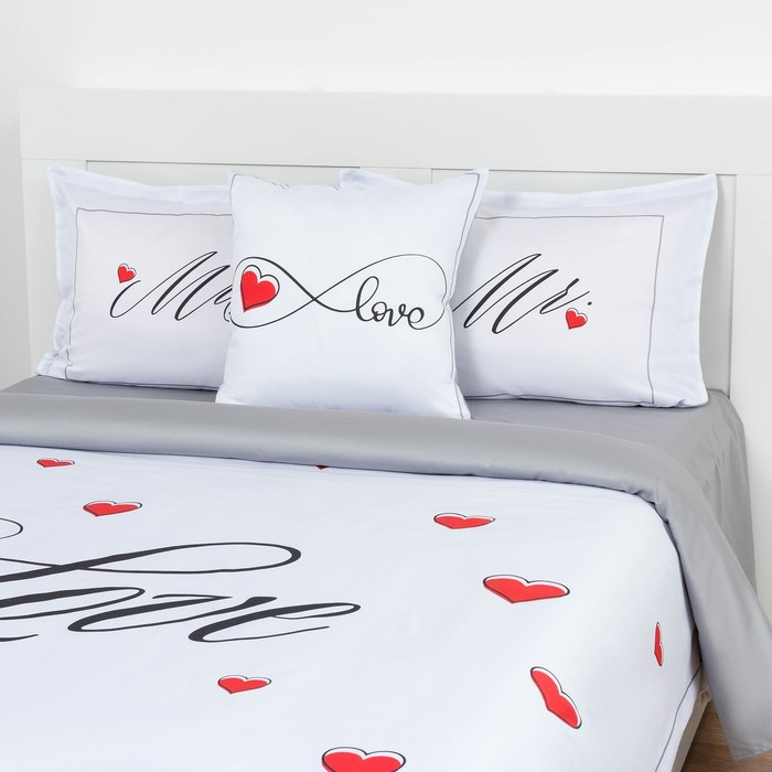 Постельное бельё &laquo;Этель&raquo; 2 сп Mr&Mrs 175*215 см,200*215 см,50*70+4 см - 2 шт