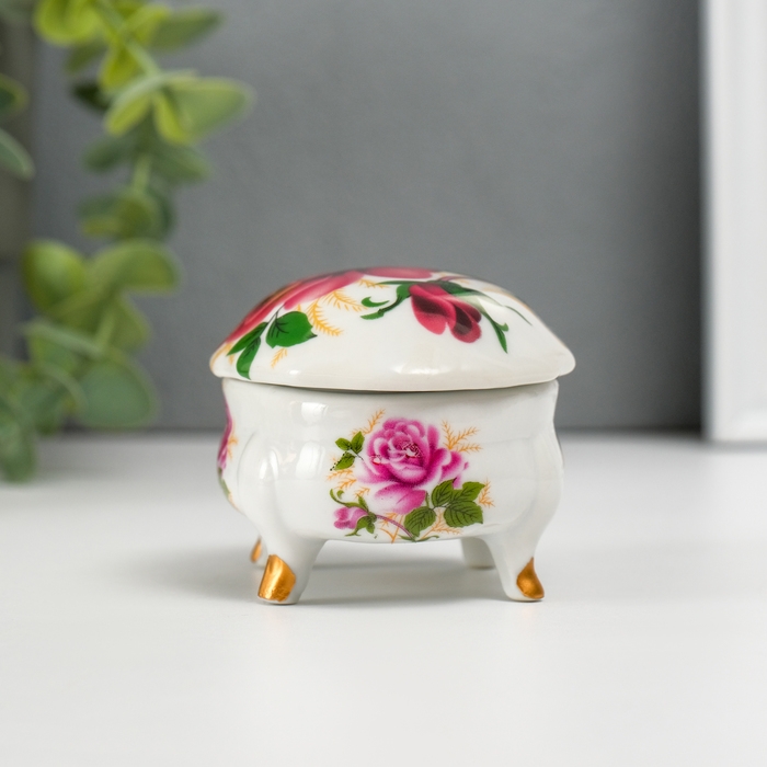 Шкатулка керамика на ножках Шкатулка керамика на ножках "Роза" 6,1х7,7х4,8 см