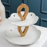 Блюдо керамическое 2-х ярусное Доляна &laquo;Сьюзен&raquo;, 25&times;20&times;27 см, цвет белый