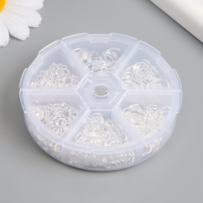 Кольца зажимные металл в шкатулке "Серебро" 880 шт 8х8х2 см