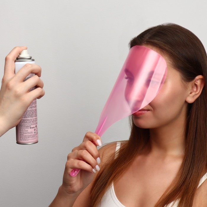 Экран для защиты лица, с ручкой, 31,5 &times; 13,5 см, цвет розовый