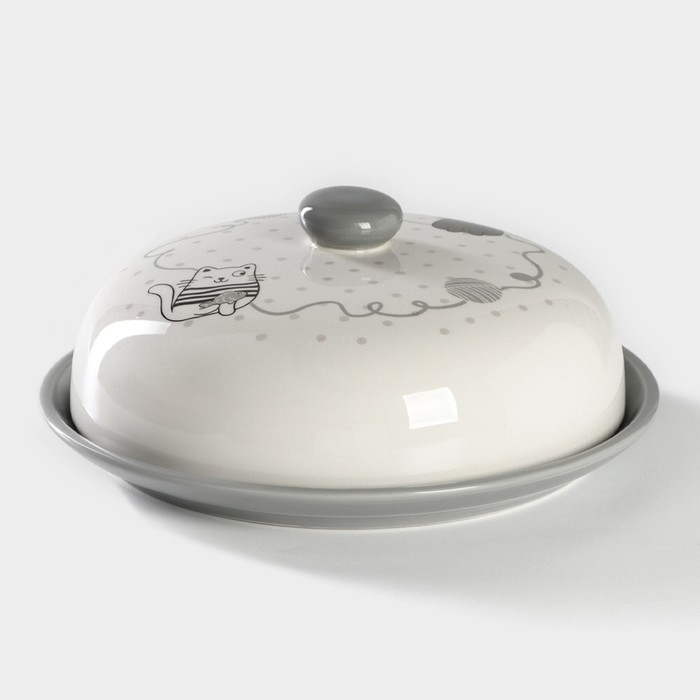 Блинница Доляна «Уютные коты», d=23 см, цвет белый Блинница Доляна «Уютные коты», d=23 см, цвет белый