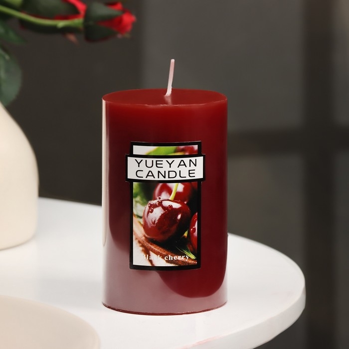 Свеча-цилиндр ароматическая "Вишня", 6х10 см