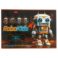 Альбом д/рис А4 32л на скрепке Робо, обл мел карт, тиснение, бл 100 г/м2, МИКС Альбом д/рис А4 32л на скрепке Робо, обл мел карт, тиснение, бл 100 г/м2, МИКС