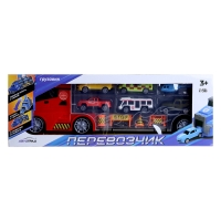 Грузовик &laquo;Перевозчик&raquo;, в наборе 5 машинок, 1 вертолёт, 4 дорожных знака