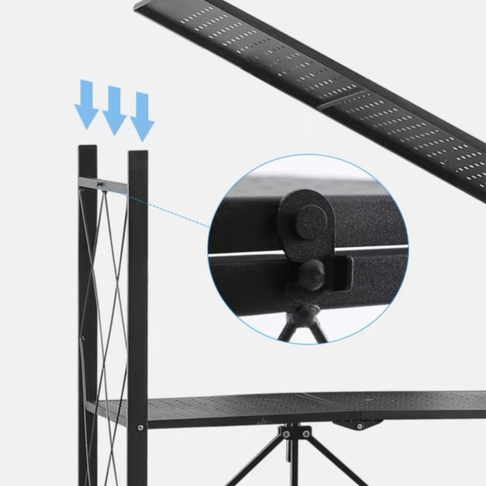 Стеллаж складной на колесах, 5 полок, 72&times;36&times;162,5см, цвет чёрный матовый