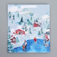 Пакет подарочный новогодний крафтовый вертикальный &laquo;Чудеса случаются&raquo;, M 26 х 30 х 9 см, Новый год