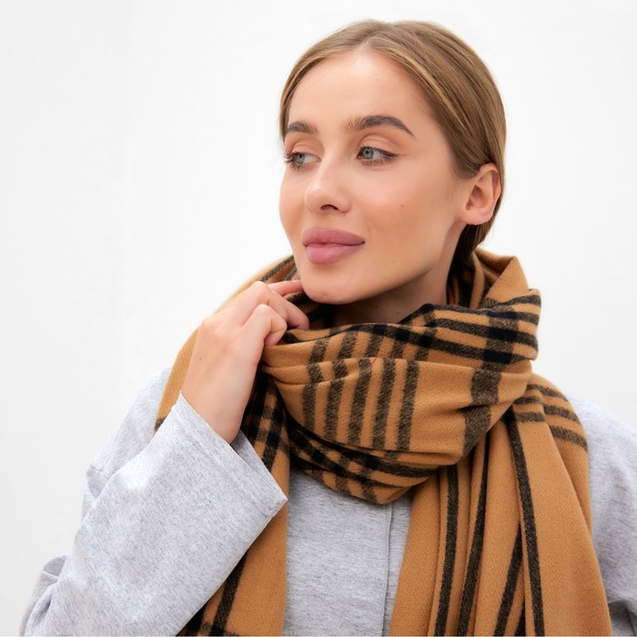 Шарф зимний объемный MINAKU 100*180 + 10 см цвет коричневый Шарф зимний объемный MINAKU 100*180 + 10 см цвет коричневый