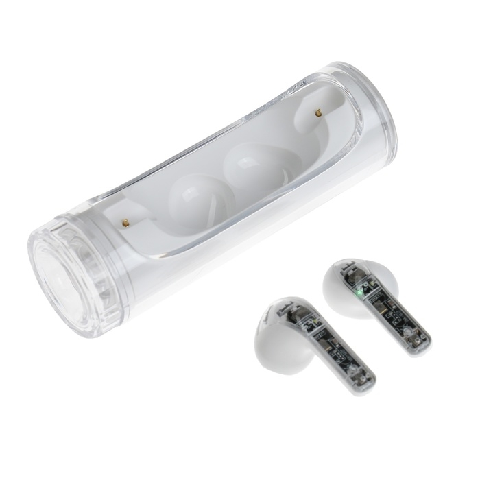 Наушники беспроводные YX11, TWS, вкладыши, BT 5.3. 28/200 мАч, шумоподав, прозрачные, белые Наушники беспроводные YX11, TWS, вкладыши, BT 5.3. 28/200 мАч, шумоподав, прозрачные, белые