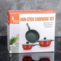 Набор посуды Promo Stone violet: кастрюля 3 л, d=24 см, ковш 1,3 л, сковорода d=24 см, крышки 2 шт, антипригарное покрытие, цвет бордовый Набор посуды Promo Stone violet: кастрюля 3 л, d=24 см, ковш 1,3 л, сковорода d=24 см, крышки 2 шт, антипригарное покрытие, цвет бордовый